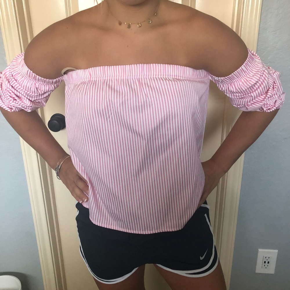 pink off shoulder top